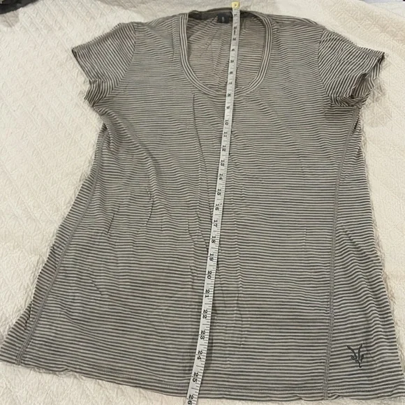 Ibex Merino Wool Gray Striped Short Sleeve Tee - Picture 8 of 10